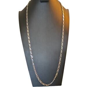 Vintage Monet Sparkling Silver Tone Figaro Chain Link 36" Necklace